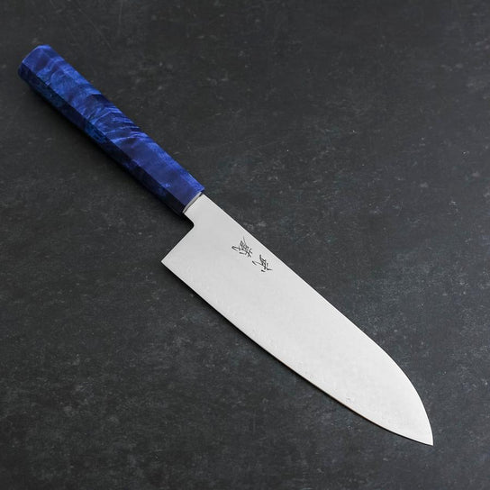 Santoku VG-10 Damascus Blue Birch Handle 180mm (7”)
