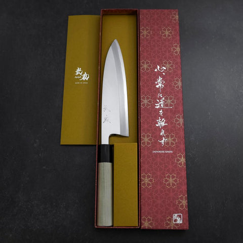 Aideba White Steel #2 Kasumi Buffalo Magnolia Handle 195mm (7.7”)-[Musashi]-[Japanese-Kitchen-Knives]