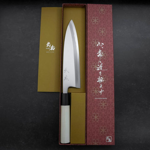 Aideba White Steel #2 Kasumi Buffalo Magnolia Handle 210mm (8.3”)-[Musashi]-[Japanese-Kitchen-Knives]
