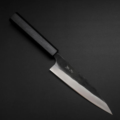 Ajikiri Blue Steel #2 Kurouchi Dark Blue Urushi Handle 145mm (5.7”)-[Musashi]-[Japanese-Kitchen-Knives]
