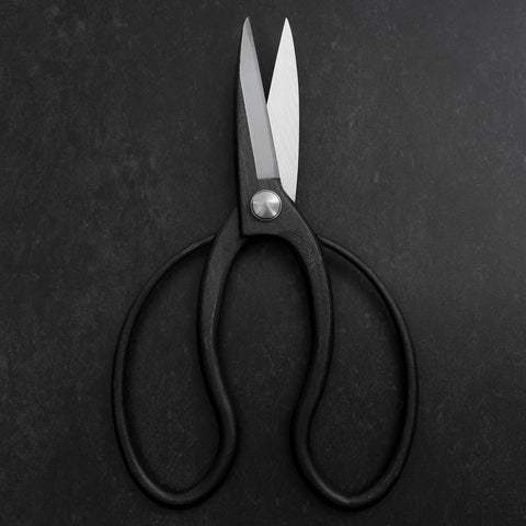 Black Musashi Ueki Pruning Shears / Garden Scissors Round Blue Steel #2 Forged Handmade 200mm (7.9”)-[Musashi]-[Japanese-Kitchen-Knives]