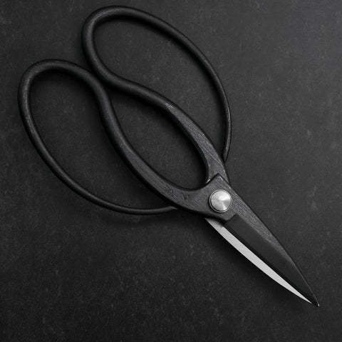 Black Musashi Ueki Pruning Shears / Garden Scissors Round Blue Steel #2 Forged Handmade 200mm (7.9”)-[Musashi]-[Japanese-Kitchen-Knives]