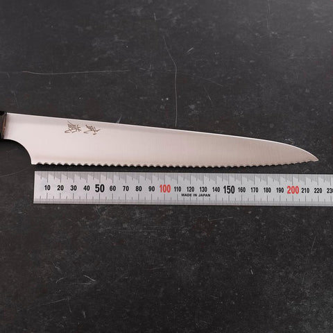 Bread knife Molybdenum Polished Ebony Handle 230mm-[Musashi]-[Japanese-Kitchen-Knives]