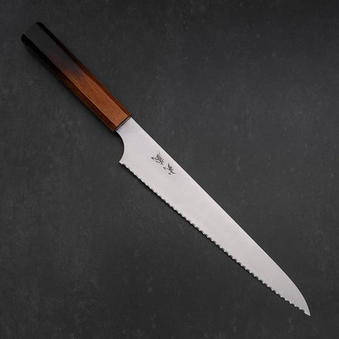 Bread knife Molybdenum Polished Yaki Urushi Handle 230mm-[Musashi]-[Japanese-Kitchen-Knives]