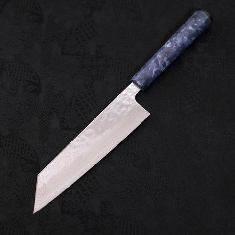 Bunka AUS-10 Nashiji Damascus Mirror Ocean Blue Handle 170mm (6.7”)-[Musashi]-[Japanese-Kitchen-Knives]