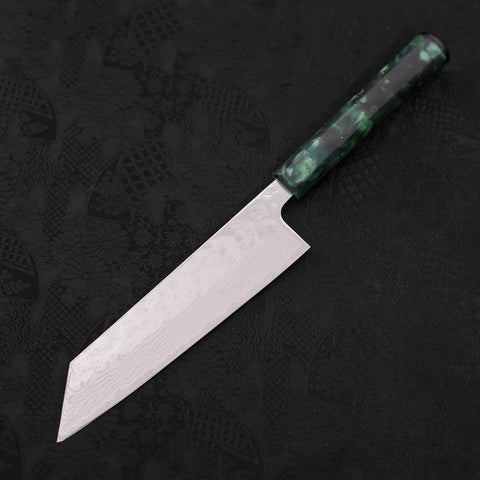 Bunka AUS-10 Nashiji Damascus Mirror Ocean Green Handle 170mm (6.7”)-[Musashi]-[Japanese-Kitchen-Knives]