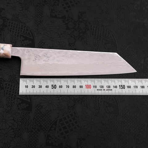 Bunka AUS-10 Nashiji Damascus Mirror Ocean White Mix Handle 170mm (6.7”)-[Musashi]-[Japanese-Kitchen-Knives]