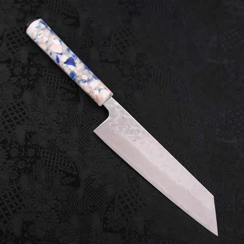 Bunka AUS-10 Nashiji Damascus Mirror Ocean White Mix Handle 170mm (6.7”)-[Musashi]-[Japanese-Kitchen-Knives]