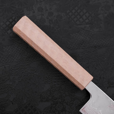 Bunka AUS-10 Nashiji Damascus Mirror White Urushi Handle 170mm (6.7”)-[Musashi]-[Japanese-Kitchen-Knives]