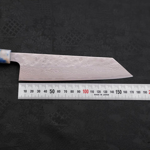 Bunka AUS-10 Nashiji Damascus Ocean Blue-White Mix Handle 170mm (6.7”)-[Musashi]-[Japanese-Kitchen-Knives]