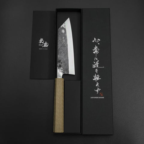 Bunka Blue Steel #1 Kurouchi White Urushi Handle 170mm (6.7”)-[Musashi]-[Japanese-Kitchen-Knives]