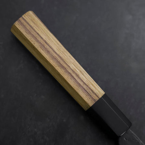 Bunka Blue Steel #2 Kurouchi Buffalo Teak Handle 165mm (6.5”)-[Musashi]-[Japanese-Kitchen-Knives]