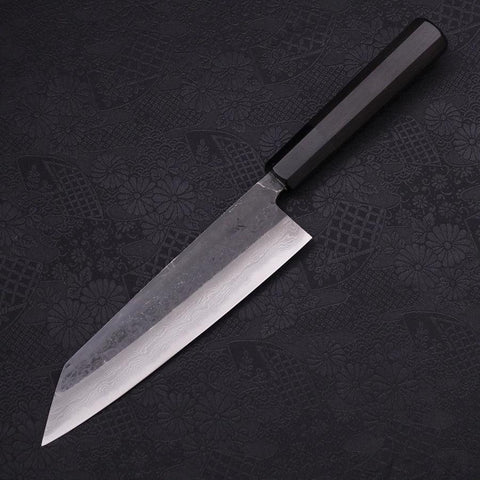 Bunka Blue Steel #2 Kurouchi Damascus Buffalo Ebony Handle 180mm (7”)-[Musashi]-[Japanese-Kitchen-Knives]