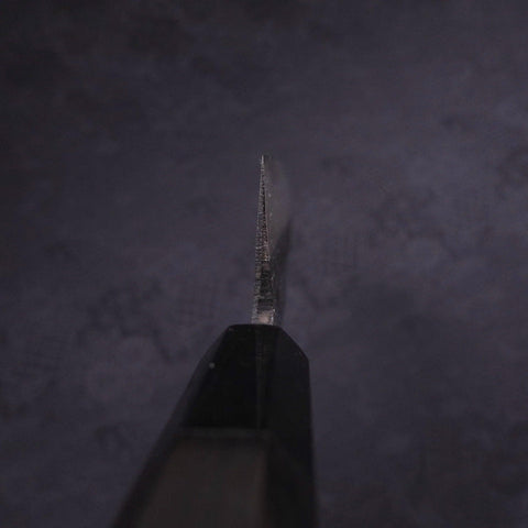 Bunka Blue Steel #2 Kurouchi Damascus Buffalo Ebony Handle 180mm (7”)-[Musashi]-[Japanese-Kitchen-Knives]