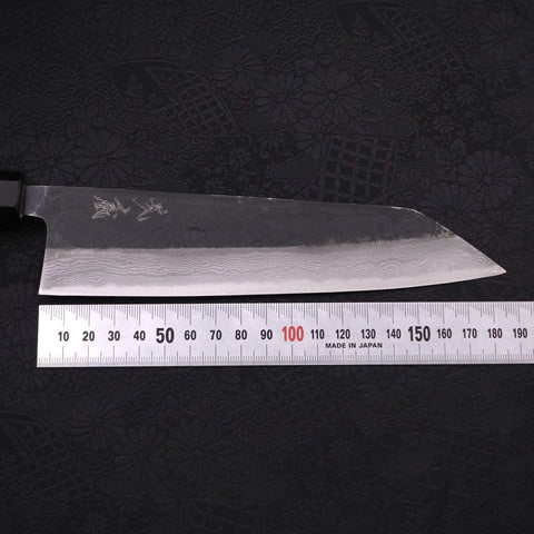 Bunka Blue Steel #2 Kurouchi Damascus Buffalo Ebony Handle 180mm (7”)-[Musashi]-[Japanese-Kitchen-Knives]
