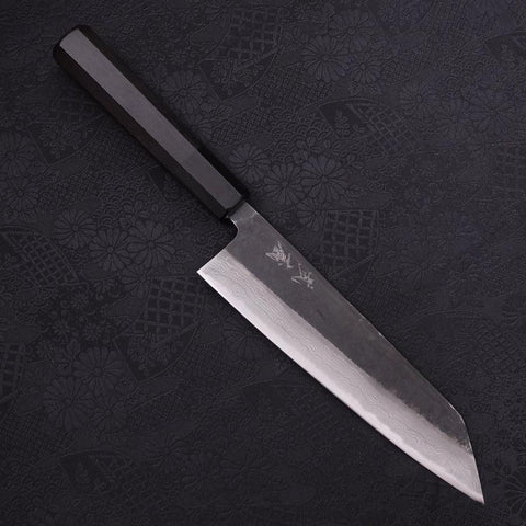 Bunka Blue Steel #2 Kurouchi Damascus Buffalo Ebony Handle 180mm (7”)-[Musashi]-[Japanese-Kitchen-Knives]