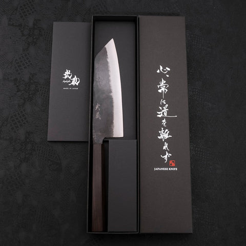 Bunka Blue Steel #2 Kurouchi Ebony Handle 165mm (6.5”)-[Musashi]-[Japanese-Kitchen-Knives]