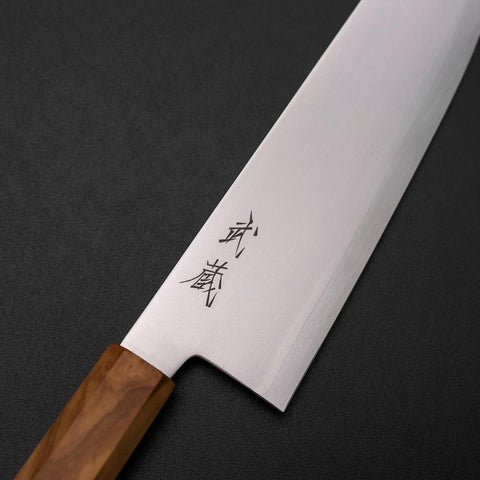Bunka Blue Steel #2 Polished Olive Handle 170mm (6.7”)-[Musashi]-[Japanese-Kitchen-Knives]