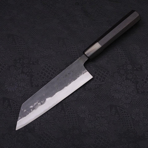 Bunka Blue Super Kurouchi Buffalo Ebony Handle 165mm (6.5”)-[Musashi]-[Japanese-Kitchen-Knives]