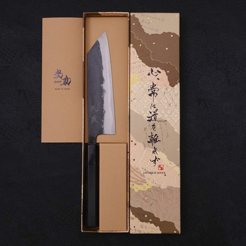 Bunka Blue Super Kurouchi Buffalo Ebony Handle 165mm (6.5”)-[Musashi]-[Japanese-Kitchen-Knives]
