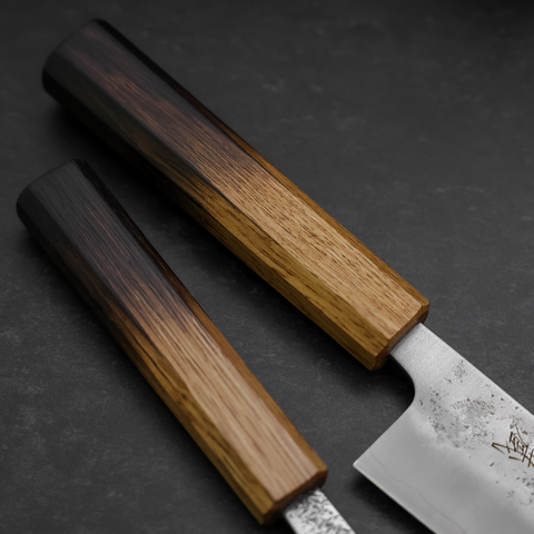 Bunka & Kaisaki Silver Steel #3 Vg-10 Nashiji Yaki Urushi Handle Sakura Set-[Musashi]-[Japanese-Kitchen-Knives]