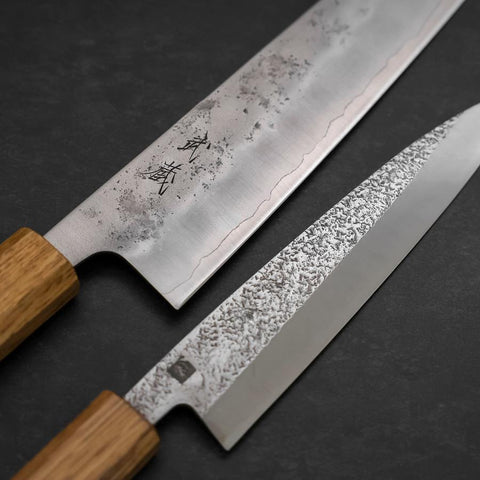 Bunka & Kaisaki Silver Steel #3 Vg-10 Nashiji Yaki Urushi Handle Sakura Set-[Musashi]-[Japanese-Kitchen-Knives]