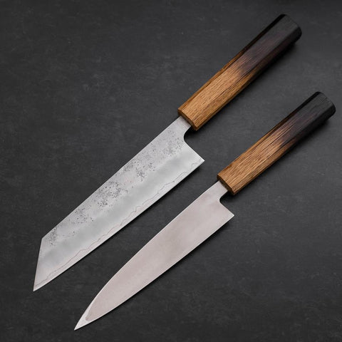 Bunka & Kaisaki Silver Steel #3 Vg-10 Nashiji Yaki Urushi Handle Sakura Set-[Musashi]-[Japanese-Kitchen-Knives]
