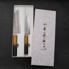 Bunka & Kaisaki Silver Steel #3 Vg-10 Nashiji Yaki Urushi Handle Sakura Set-[Musashi]-[Japanese-Kitchen-Knives]