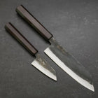 Bunka & Kobunka Blue Steel #2 Kurouchi Ebony Handle Sakura Set-[Musashi]-[Japanese-Kitchen-Knives]