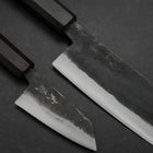 Bunka & Kobunka Blue Steel #2 Kurouchi Ebony Handle Sakura Set-[Musashi]-[Japanese-Kitchen-Knives]