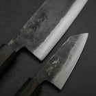 Bunka & Kobunka Blue Steel #2 Kurouchi Ebony Handle Sakura Set-[Musashi]-[Japanese-Kitchen-Knives]