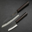 Bunka & Kobunka Blue Steel #2 Kurouchi Ebony Handle Sakura Set-[Musashi]-[Japanese-Kitchen-Knives]