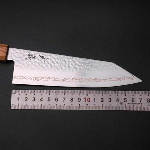 Bunka SLD Nickel Tsuchime Colored Damascus Olive Handle 170mm Limited Edition (6.7”)-[Musashi]-[Japanese-Kitchen-Knives]