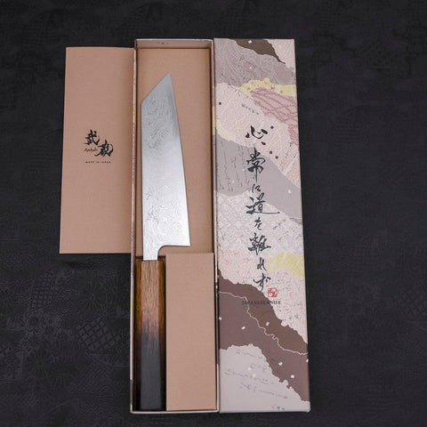 Bunka SLD Wave Nickel Damascus Yaki Urushi Handle 170mm (6.7”)-[Musashi]-[Japanese-Kitchen-Knives]