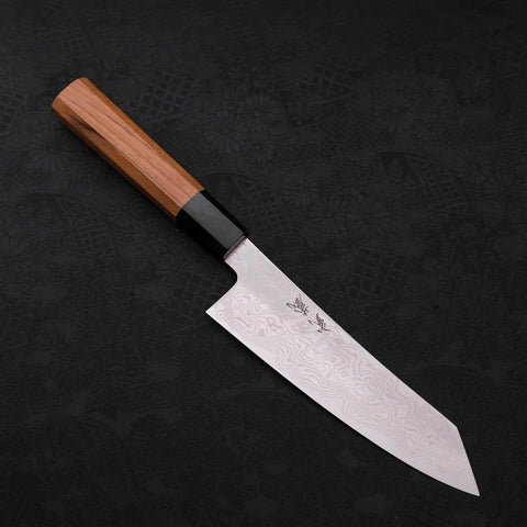 Bunka Silver Steel #3 Damascus Buffalo Teak Handle 180mm (7”)-[Musashi]-[Japanese-Kitchen-Knives]