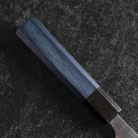 Bunka Silver Steel #3 Nashiji Damascus Blue Urushi Handle 175mm (6.8”)-[Musashi]-[Japanese-Kitchen-Knives]