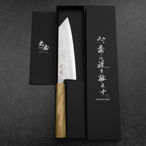 Bunka Silver Steel #3 Nashiji Olive Handle 175mm (6.8”)-[Musashi]-[Japanese-Kitchen-Knives]
