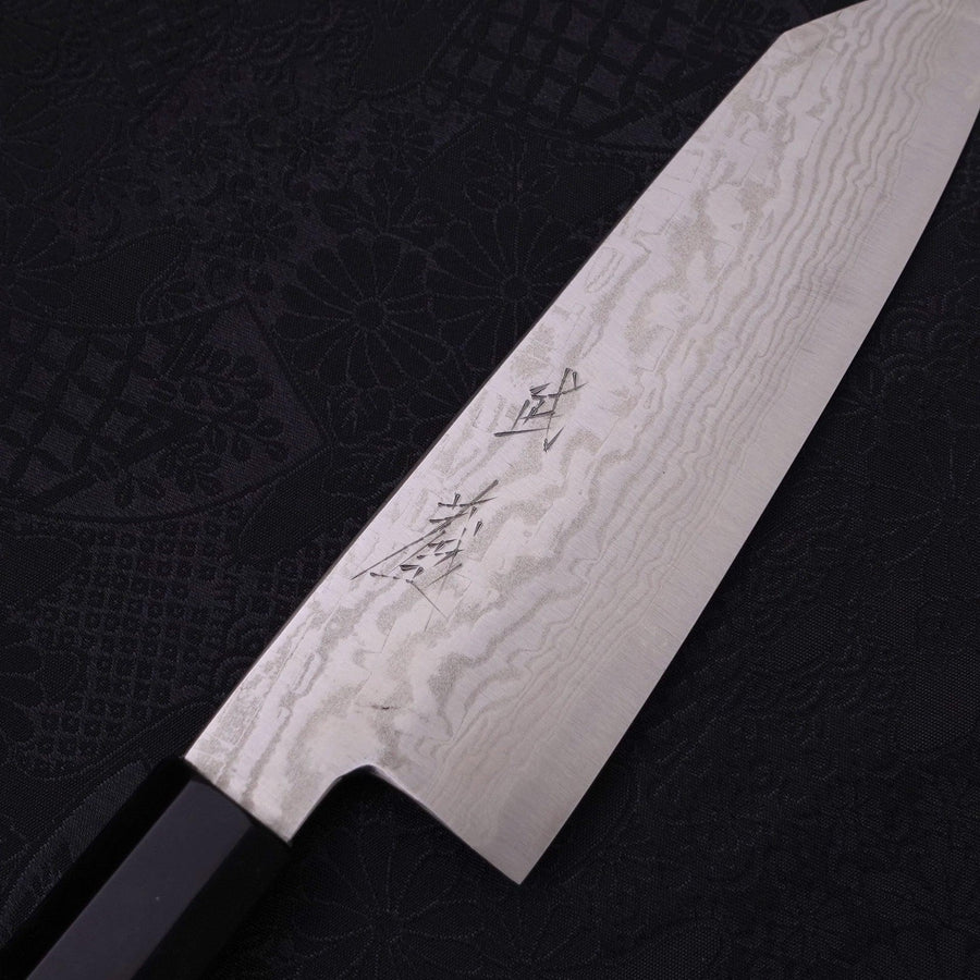 Bunka Silver Steel #3 Nickel Damascus Buffalo Ebony Handle 170mm (6.7”)-[Musashi]-[Japanese-Kitchen-Knives]