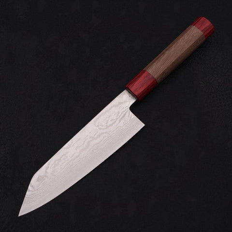 Bunka Silver Steel #3 Nickel Damascus Walnut Red Handle 170mm (6.7”)-[Musashi]-[Japanese-Kitchen-Knives]
