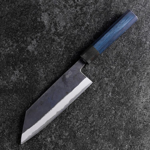 Bunka Stainless Clad Blue Steel #2 Kurouchi Blue Urushi Handle 170mm (6.7”)-[Musashi]-[Japanese-Kitchen-Knives]