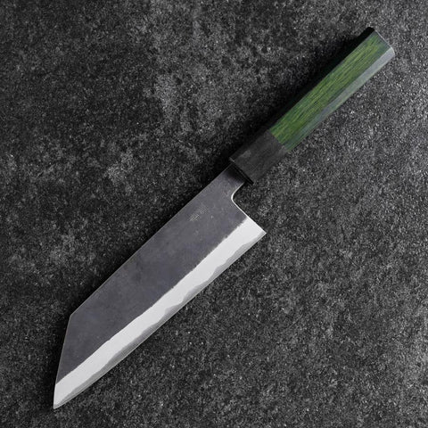 Bunka Stainless Clad Blue Steel #2 Kurouchi Green Urushi Handle 170mm (6.7”)-[Musashi]-[Japanese-Kitchen-Knives]