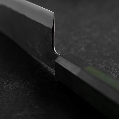 Bunka Stainless Clad Blue Steel #2 Kurouchi Green Urushi Handle 170mm (6.7”)-[Musashi]-[Japanese-Kitchen-Knives]