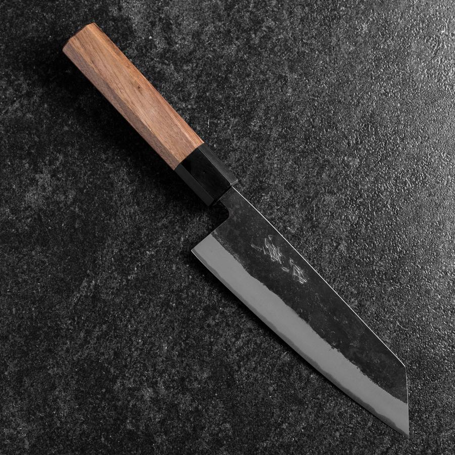 Bunka Stainless Clad Blue Steel #2 Kurouchi Walnut Handle 165mm (6.5”)-[Musashi]-[Japanese-Kitchen-Knives]