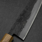 Bunka Stainless Clad Blue Steel #2 Kurouchi Walnut Zelkova Handle 180mm (7”)-[Musashi]-[Japanese-Kitchen-Knives]