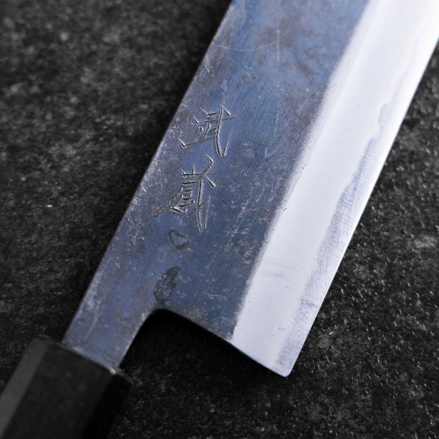 Bunka Stainless Clad Blue Super Kurouchi Green Urushi Handle 170mm (6.7”)-[Musashi]-[Japanese-Kitchen-Knives]