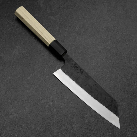 Bunka Stainless Clad White Steel #2 Kurouchi Buffalo Magnolia Handle 170mm (6.7”)-[Musashi]-[Japanese-Kitchen-Knives]