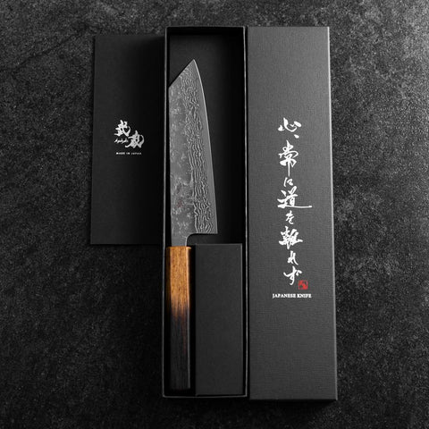 Bunka Sweden Stainless Steel Nashiji Washi Damascus Yaki Urushi Handle 170mm (6.7”)-[Musashi]-[Japanese-Kitchen-Knives]