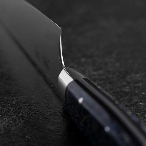Bunka VG-10 Damascus Blue Flower Petal Western Handle 185mm (7.3”) (7.3”)-[Musashi]-[Japanese-Kitchen-Knives]