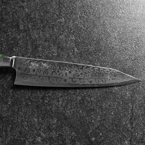 Bunka VG-10 Damascus Green Flower Petal Western Handle 185mm (7.3”) (7.3”)-[Musashi]-[Japanese-Kitchen-Knives]