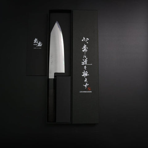 Bunka White Steel #2 Bokashi Buffalo Ebony Handle 165mm (6.5”)-[Musashi]-[Japanese-Kitchen-Knives]